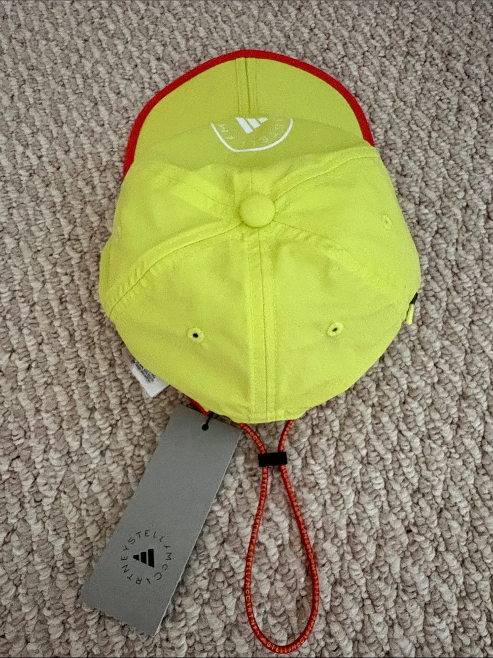 Adidas by Stella McCartney Neon Yellow Cap with Red Trim and White Logo NWT